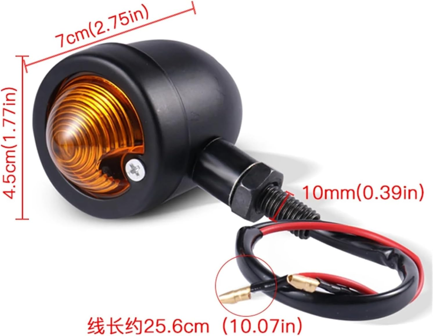 Motorcycle Blinkers Chopper Cafe Racer Motorbike Turn Signal Lights Scooters Metal Indicator 12V Black Chrome Color Motorbike Turning Indicator(Black-Amber) image number 2