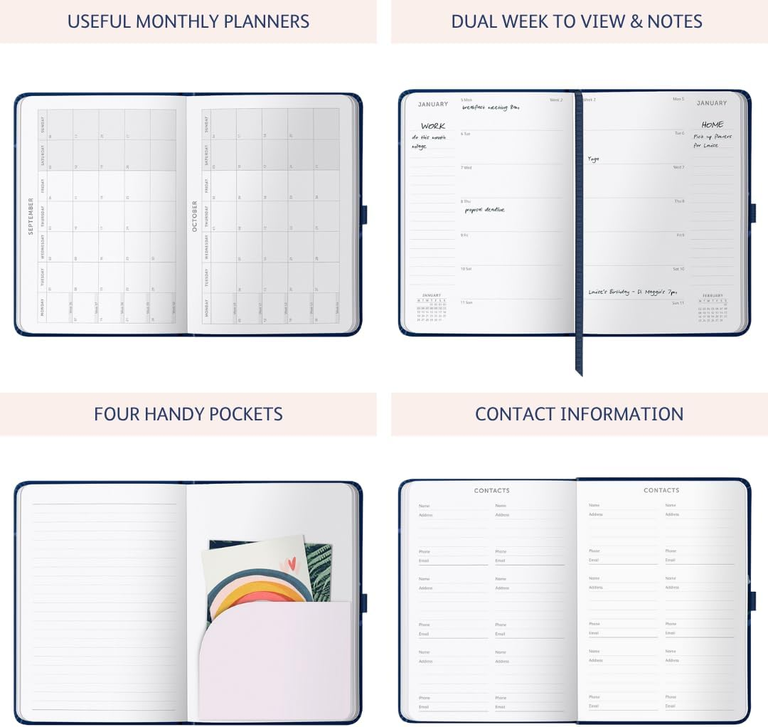 Busy B A5 2026 Diary - Busy Life Weekly Planner Journal &ndash; Life Diary for Students, Teachers, Work & More with Dual Schedules, Year Calendar, Pen Loop, Pockets & Elastic Closure Band - Birds Print image number 1