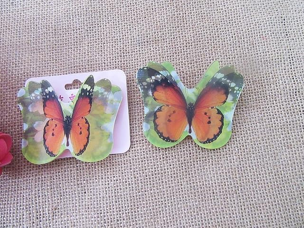 6Pcs New 3D Vivid Orange Butterfly Barrette Hairclip image number 1
