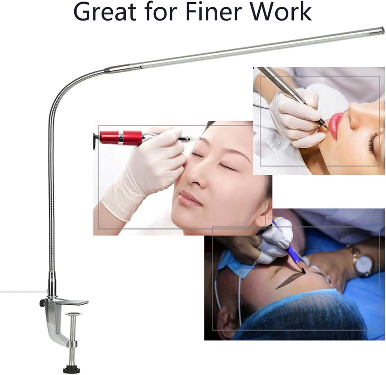 Nail Desk Lamp with Clamp, New Upgrade 8-10W Dimmable LED 360&deg; Flexible Gooseneck Nail Tech Table Desk Light for Manicure Reading Eyebrow Tattoo
