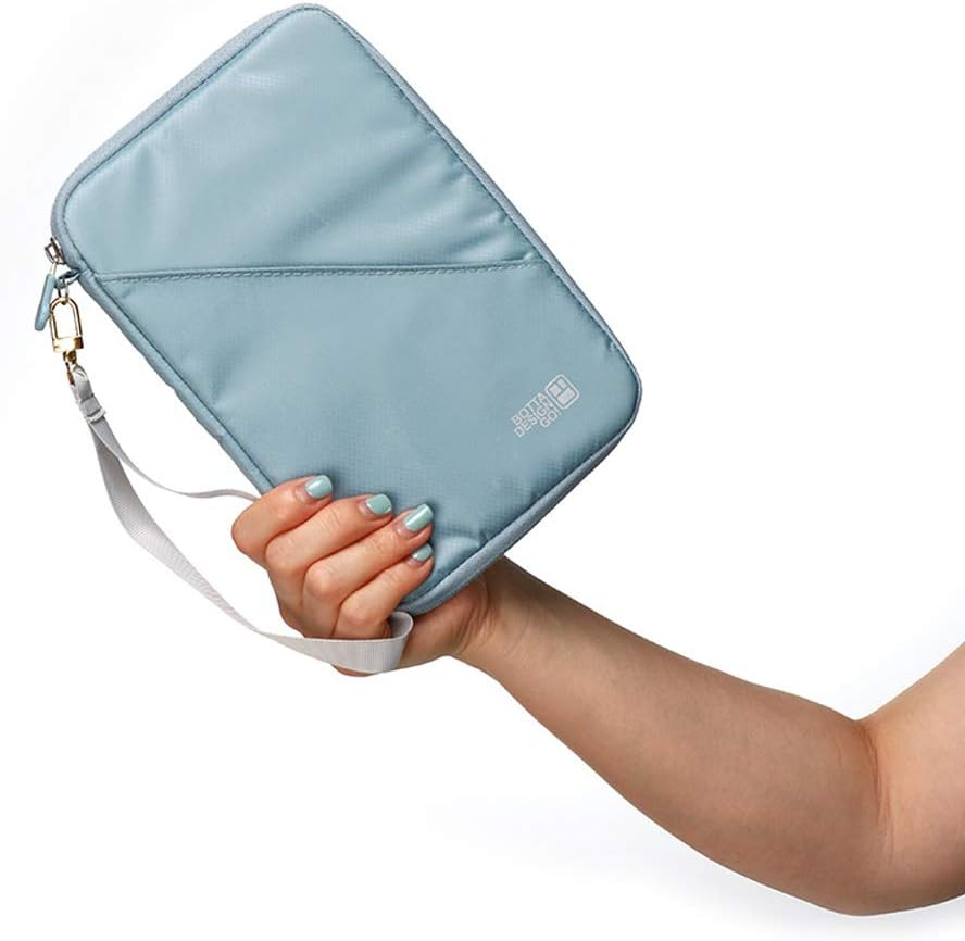 Family Passport Holder Portable RFID Blocking Credit Card Wallet Waterproof Travel Passport Wallet with Hand Strap for Men Women, Document Organizer Bag Fits Phone and Tickets image number 2