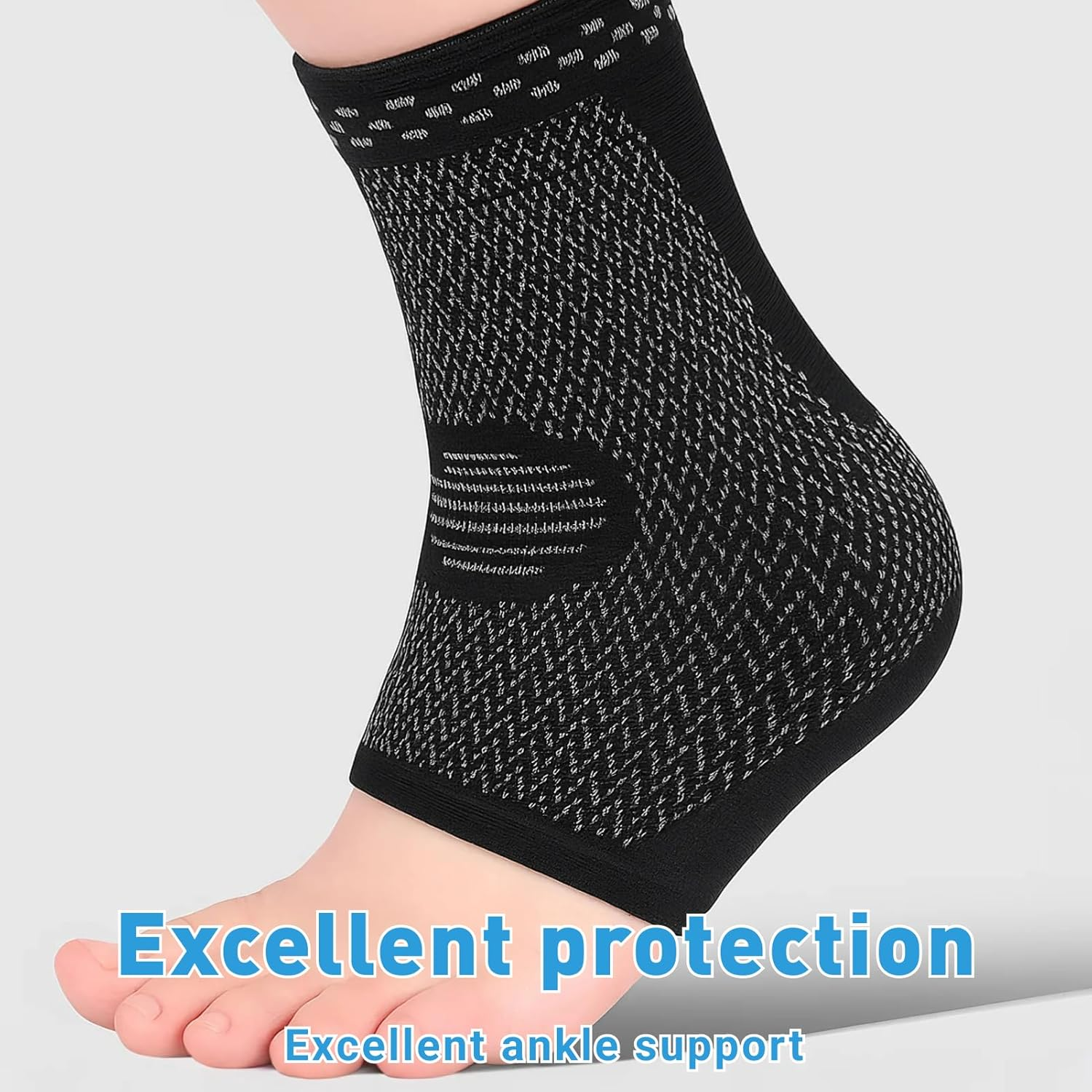 Ankle Support Brace 2 Pack, Comfortable Ankle Braces for Men, Women, and Kids, Effective Plantar Fasciitis Socks with Arch Support for Pain Relief and Injury Recovery, Black, Medium image number 5