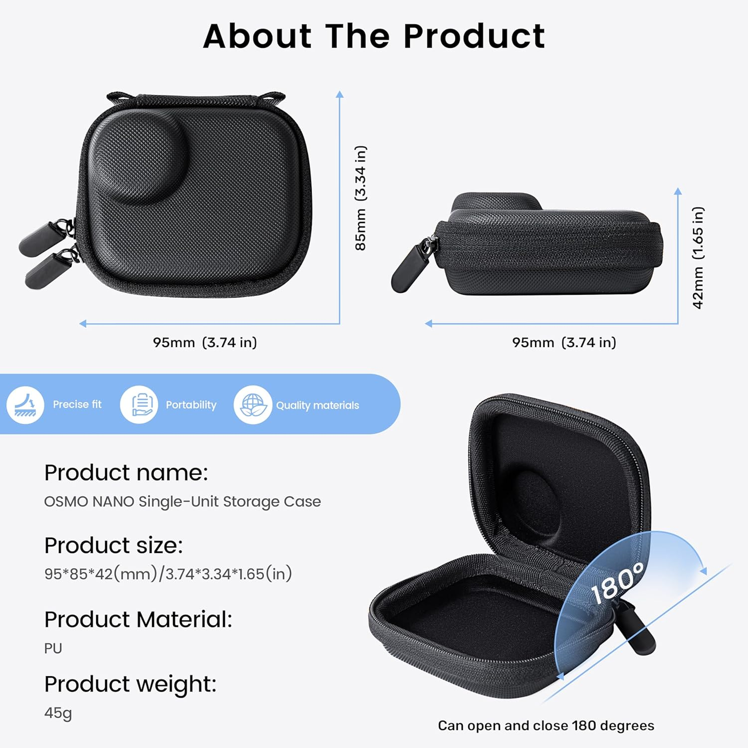 STARTRC PHOTO Osmo Nano Camera Case, Portable Storage Bag for DJI Osmo Nano Lens Protective Case, Hard Travel Bag with Wrist Strap for DJI Osmo Nano Accessories image number 2