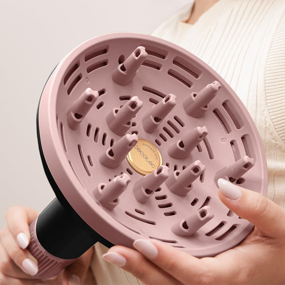 Cecotec Diffuser Hair Dryer for Curls XXL Drywave N&eacute;bula Black. 1300 W, Argan Oil and Keratin, Brushless Motor, Plasmatech Antifrizz, Soft Mode, 3 Speeds and Temperatures, 12 Teeth image number 2