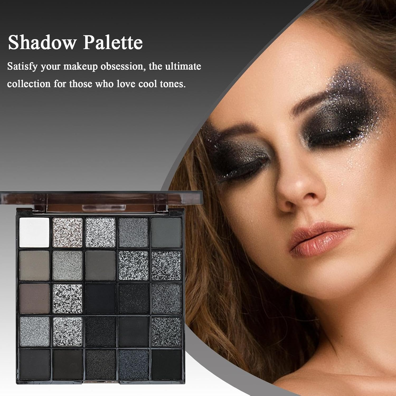 Dark Eyeshadow Palette &ndash; 25 Color Matte Shimmer, Black Smoky Eyeshadow, Blendable Gothic Powder with Cool Tone Shades | Holiday Eye Look for Christmas Easter Halloween Party Cosplay Night Out image number 4