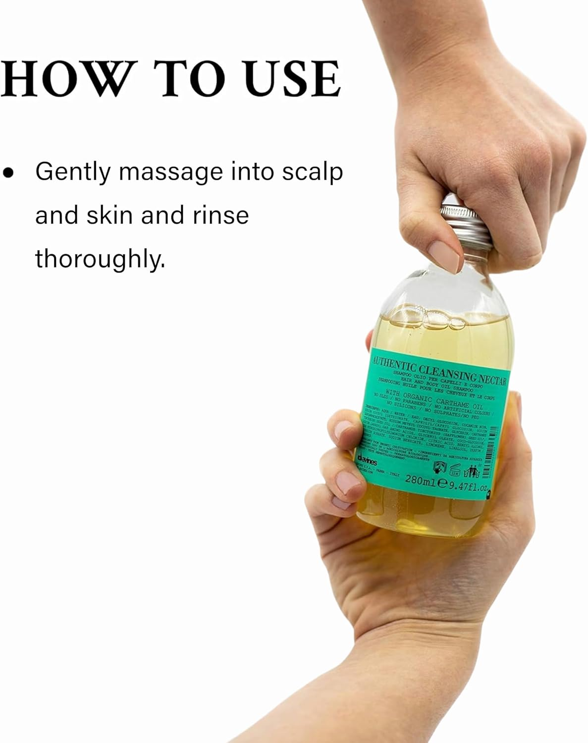 Davines Authentic Cleansing Nectar Hair and Body Oil Shampoo by Davines for Unisex - 9.47 Oz Shampoo, 284.10000000000002 Milliliters image number 2