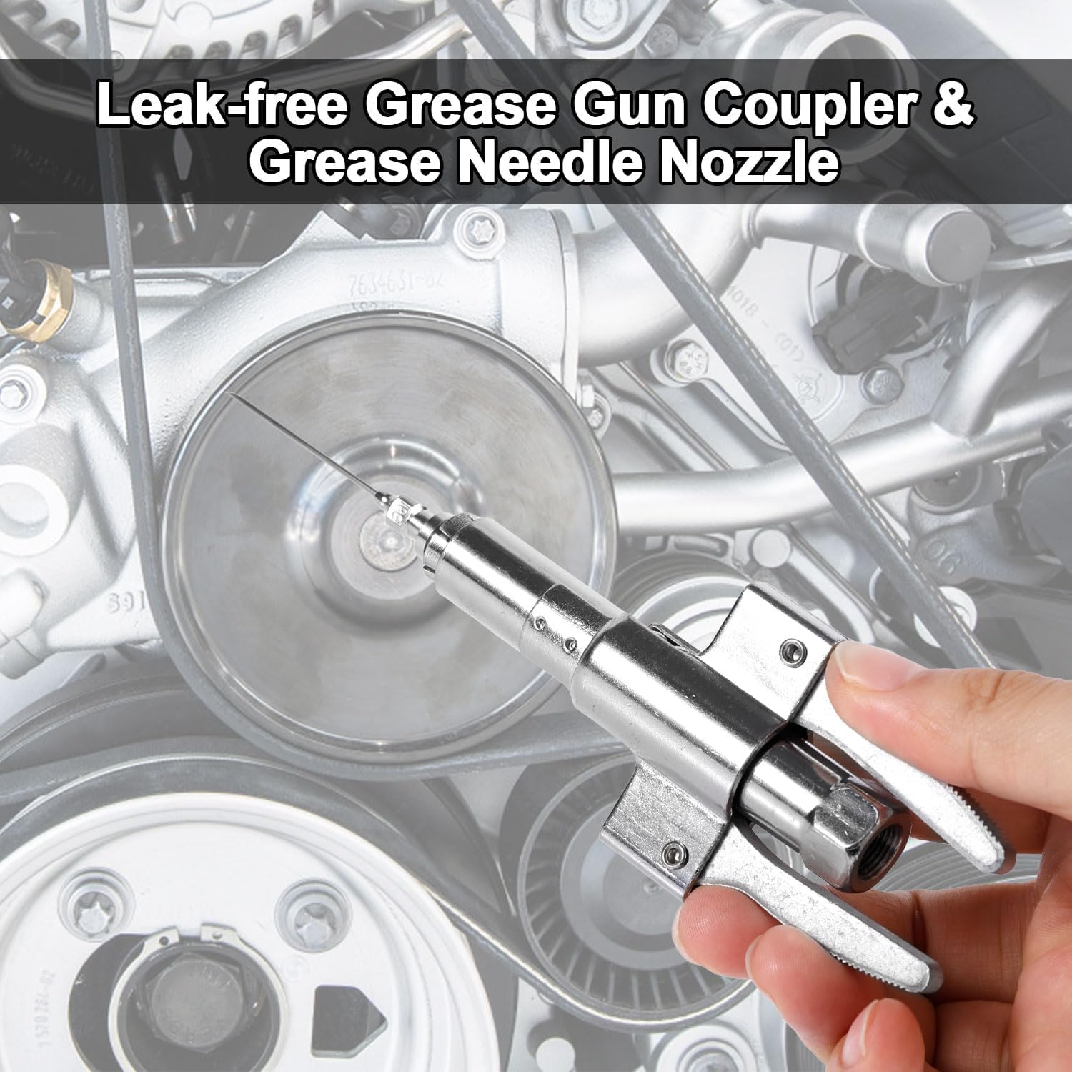 PEUTIER 3Pcs Grease Gun Coupler & Grease Gun Needle Tip, Double Handles Grease Gun Coupler Quick Release Grease Gun Fittings for All Grease Guns image number 6