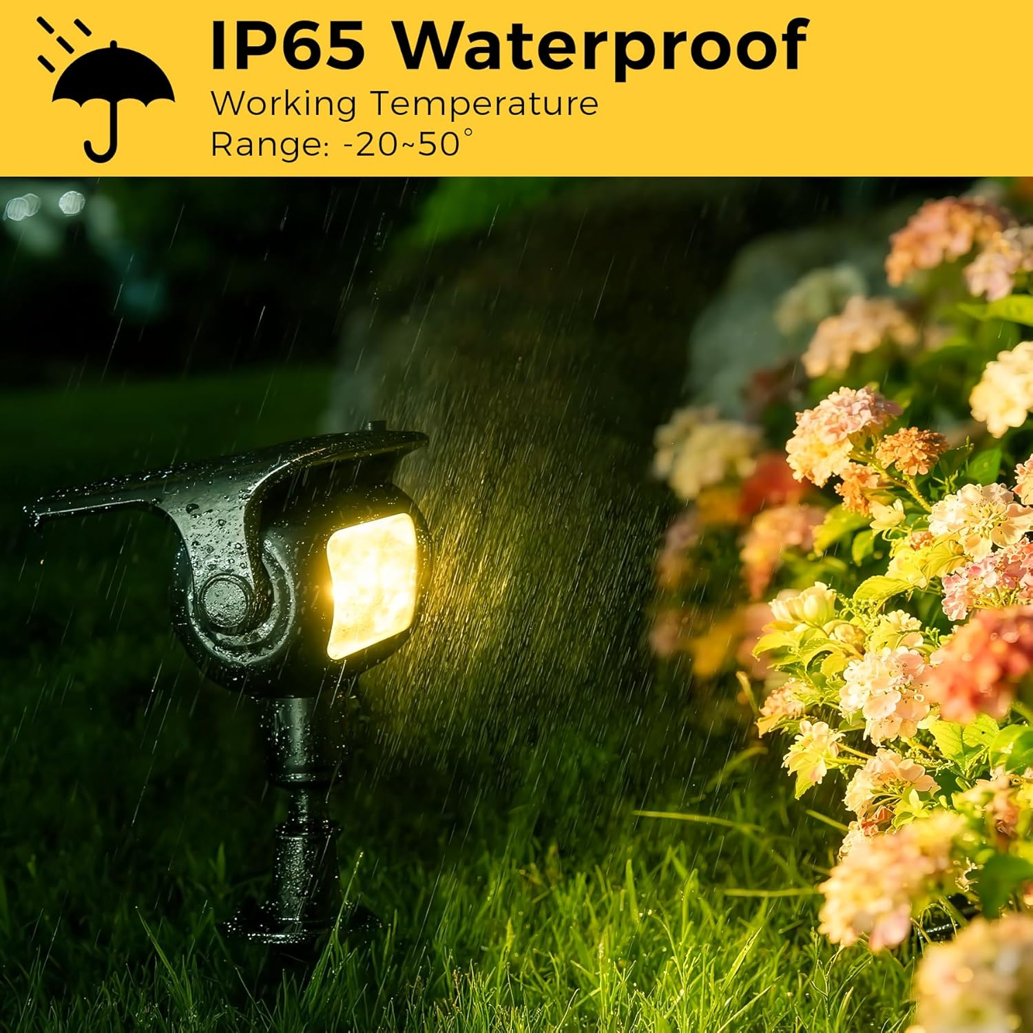 LED Solar Garden Spotlights 6 Pack, 3000K Warm White Solar Lights with Ground Stakes, Dusk-To-Dawn Sensor, IP65 Waterproof Outdoor Lights for Garden, Lawn and Pathway image number 2