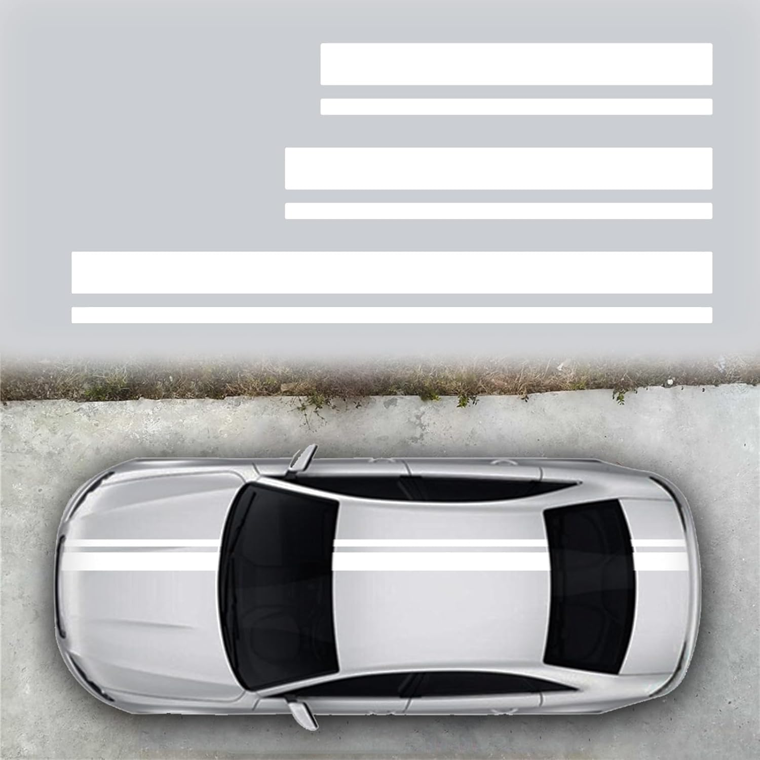 SUNJIKA 3PCS Vinyl Car Side Sticker Long Stripe Graphic Auto Hood Tailgate Body Racing Sports Decals Universal Car Truck DIY Decal Stripe Vinyl Stickers Decoration (Black)