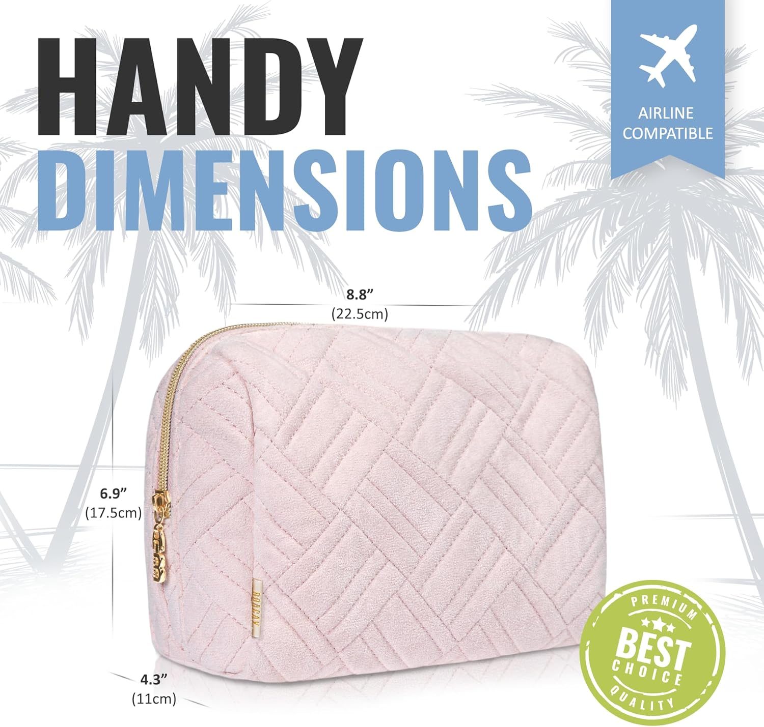 BOACAY Large Makeup Bag, Travel Cosmetic Pouch for Women, Girls & Kids, Zipper Toiletry Organizer for Purse, Kit Case for Accessories, Brushes