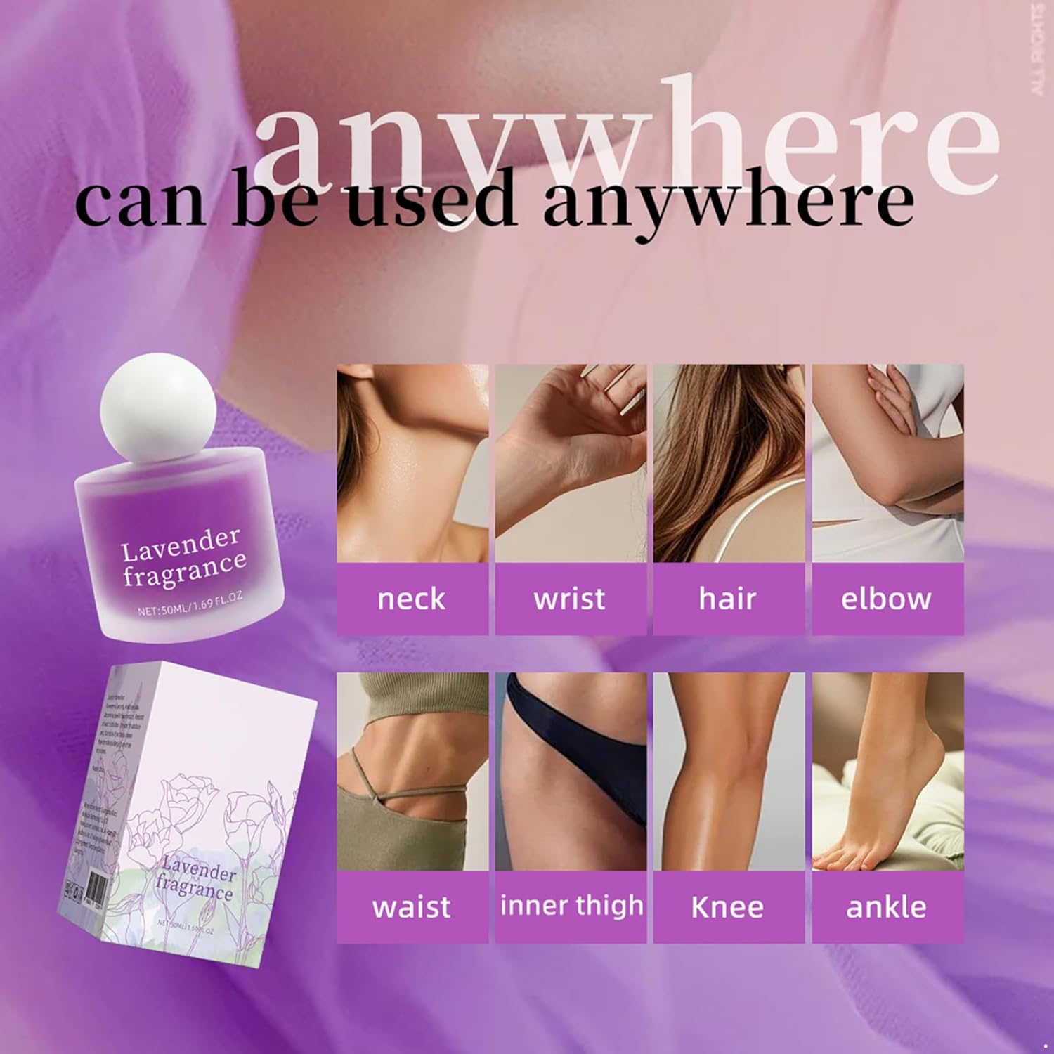 Riismen Long Lasting Lavender Perfume Spray Alcohol Free 50Ml Body Mist for Women Daily Fragrance Day or Night Purple One Size image number 2