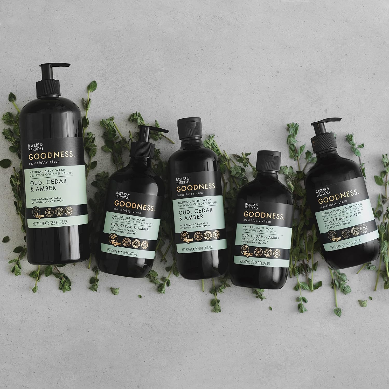 Baylis & Harding Goodness Oud Cedar & Amber 500Ml Shower Gel Pack of 3 image number 2