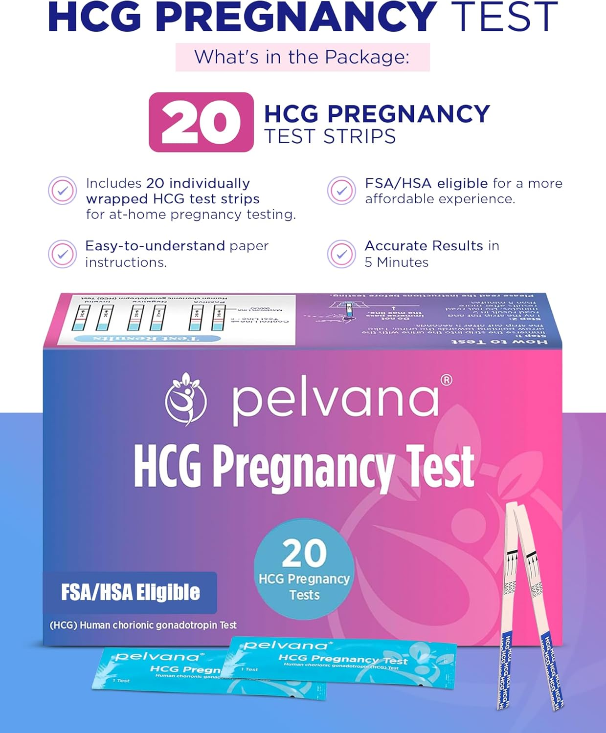 Pelvana Pregnancy Test Strip Value Pack 20 HCG Pregnancy Test Strips image number 5