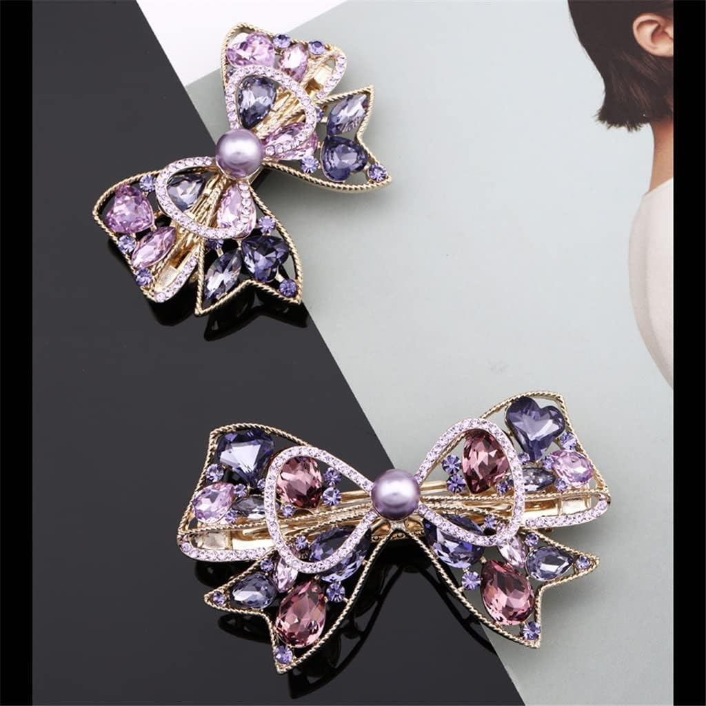Crystal Hair Accessories,Clips Hairpins,Clip Plate,Hairpin Back Head Hair Accessories Headdress Temperament Hairpin Female Word Back Head Clip Ponytail Chuck Flower (Color : A, Size : 9 * 5.2Cm) (Col image number 3