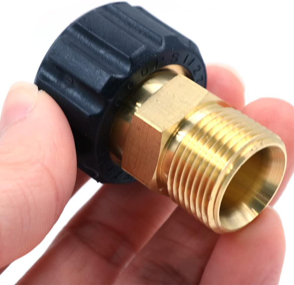 Brass Pressure Washer Fitting, Metric M22X15Mm(Pin) Female Convert to M22X14Mm Male Thread Connector Quick Connect Pressure Washer Gun Adapter Accessories Parts image number 2