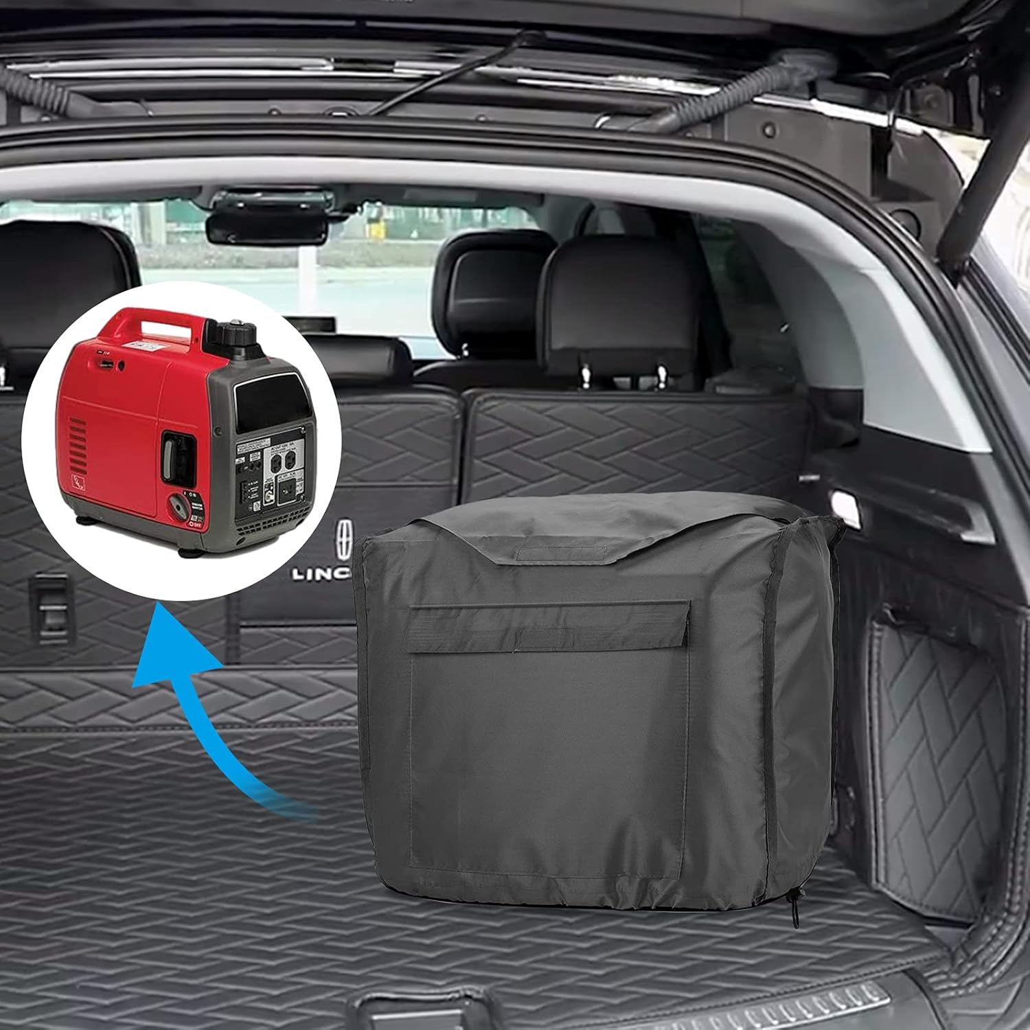 Joramoy Generator Covers Waterproof for Honda Inverter Generators Eu2200I Eu2200Ic Eu2000I Eu2000Ic Camo Companion for Honda Power Equiment Heavy Duty 420D Oxford Cover - Black image number 5