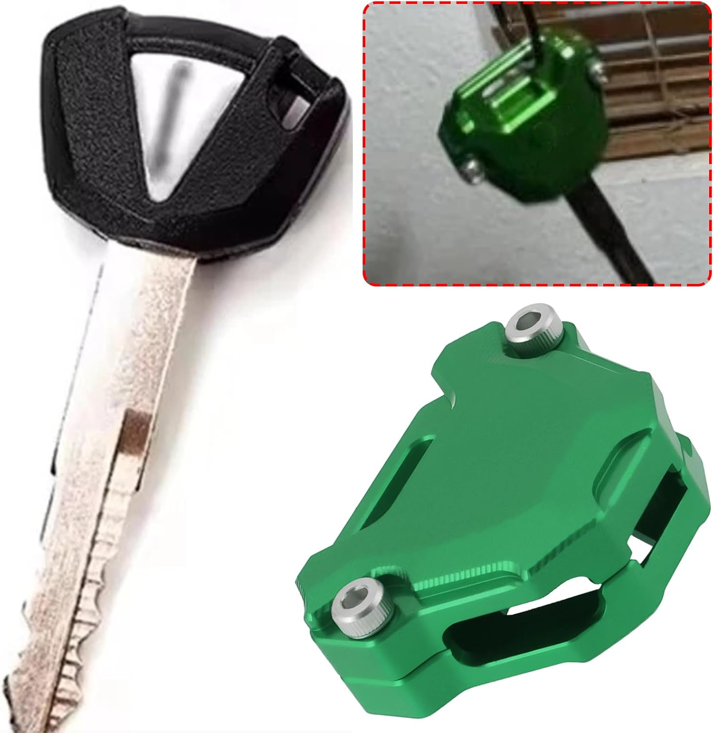 Key Case Keychain Aluminum Shell with Strap Compatible with Kawasaki Ninja650 Ninja400 1000SX ZX6R ZX10R, Green image number 2