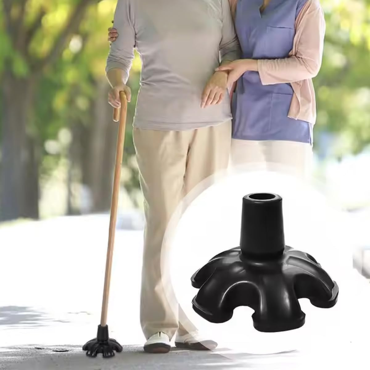 19Mm Rubber Cane Tip, Self Standing Walking Cane Large Based Stand, Walking Sticks and Canes Accessories (Six Tip)