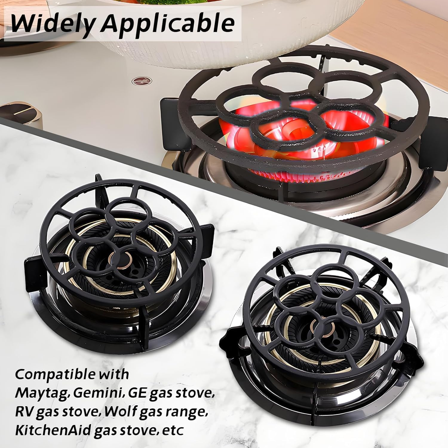 Gas Ring Reducer(New Upgrade), Non Slip Iron Gas Stove Cooker Ring Reducer for Gas Stovetop Espresso Maker, Coffee Moka Pot(Pentacyclic Type)
