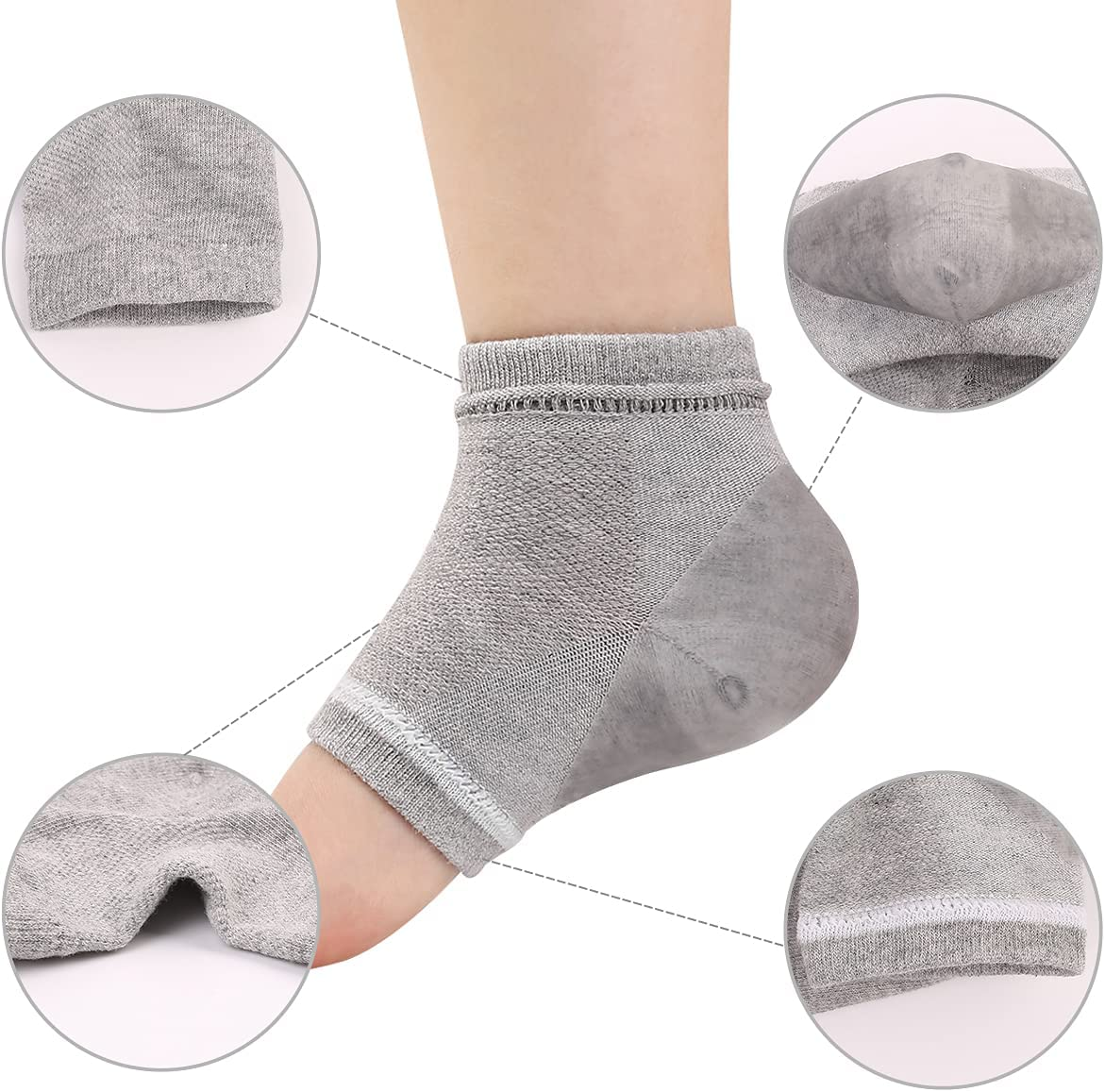 Heel Moisturizing Socks for Cracked Heel Treatmentstop Cracked Heels in Their Tracks Plantar Fasciitis Insert Pad Gel Heel Cushion Silica （ 2 Pairs） image number 6