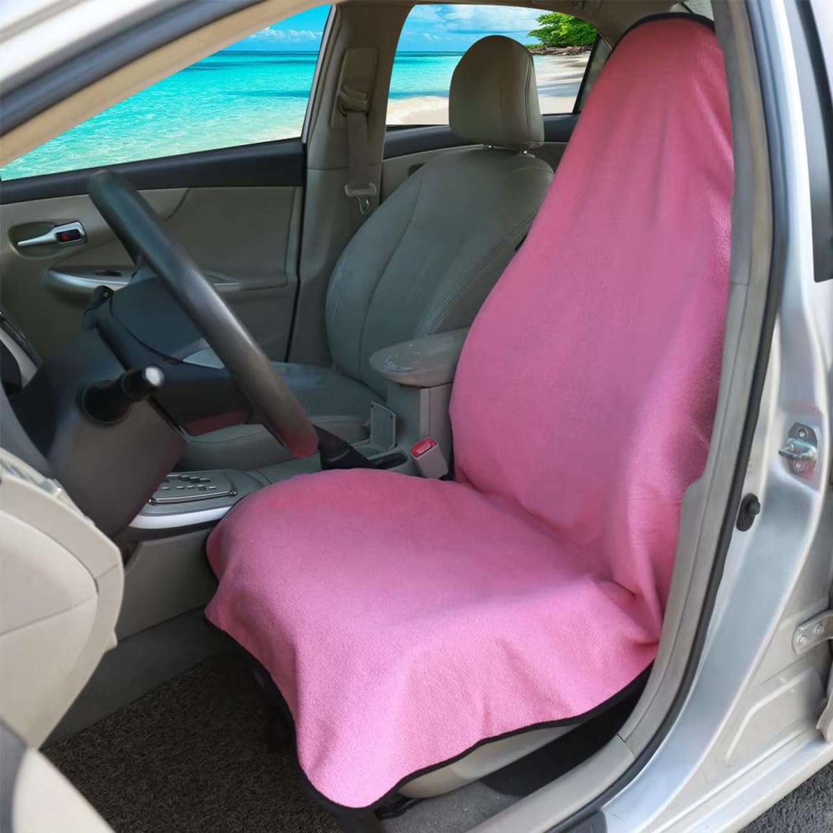 Waterproof Sweat Towel Car Seat Cover Sweat Carseat Protector,Perfect for Universal Anti-Slip Car SUV Seat, Great for Post Gym Workout, Running, Swimming, Beach and Hiking (Blue) - 2Pcs Black image number 5