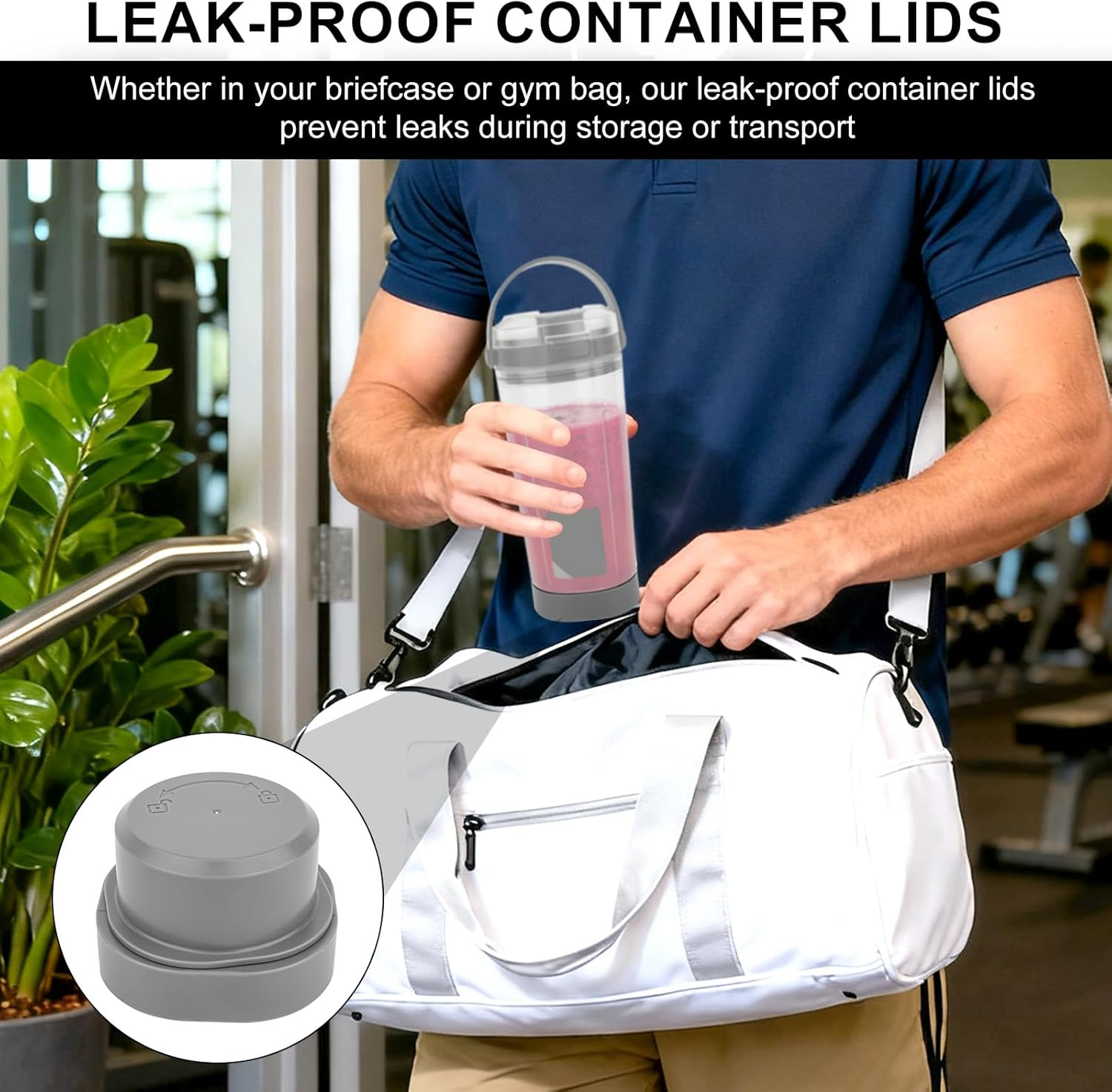 Blade Cover & Vessel Cap Set for Ninja Blast Portable Blender BC100/BC151 Series, Silicone and Plastic Blender Replacement Parts Accessories Leakproof & Dishwasher-Safe (Gray) image number 2