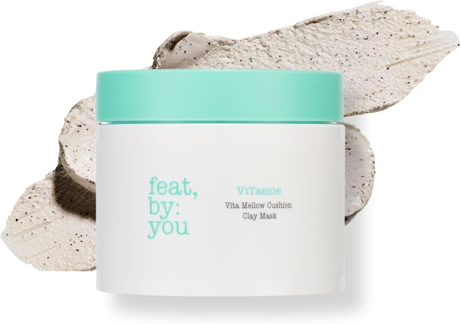 Feat by You Korean Clay Mask for Face with Bentonite, Kaolin Clay, Vitamin C & Chlorella - (135 Ml) Vitassie Vita Mellow Cushion Clay Face Mask for Blackheads, Pores & Sebum Control, Gentle Exfoliation