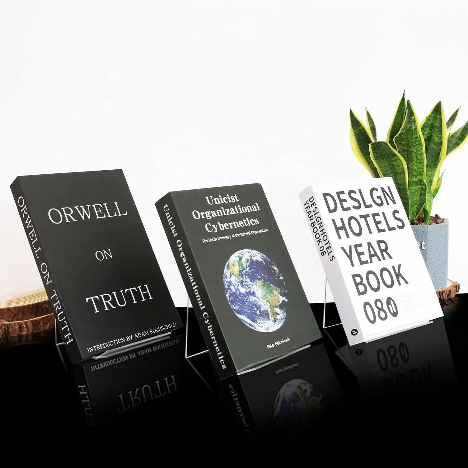 6 Pack Acrylic Book Stand, Clear Display Holder, Cookbook Stand for Display and Reading Cookbooks,Books, Notebooks, Plate, Artworks- Home and Office