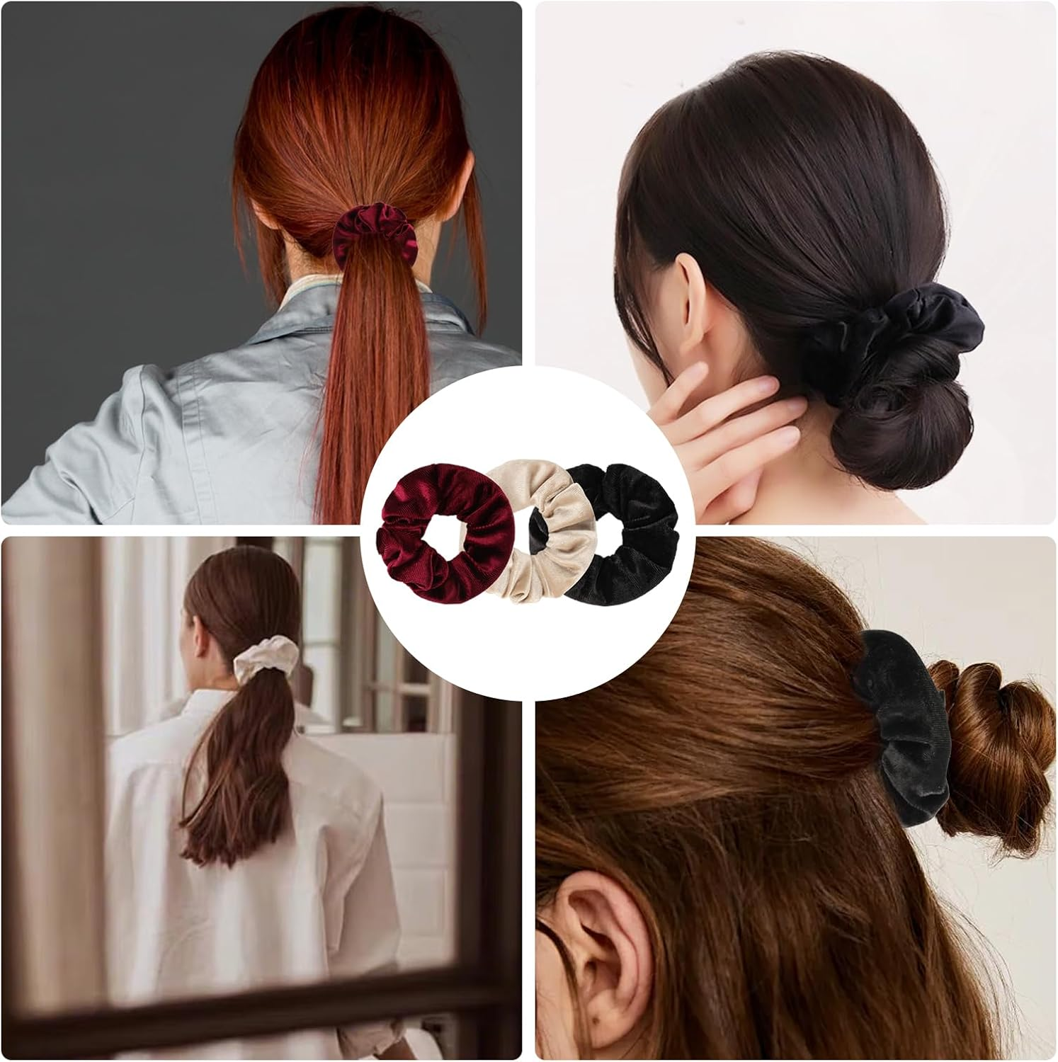 Pack of 6 Hair Bobbles Scrunchies with Zip Pocket, Scrunchies Hair Scrunchies with Zip, Secret Compartment, Discreet Money Hiding Place for Hiding, Travel Gadgets, Travel Gadgets for Women and Girls image number 4