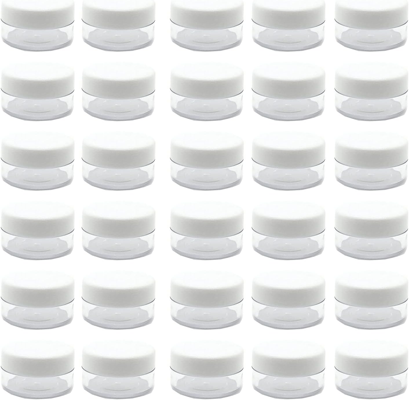 30 Pcs Sample Containers, 10 Gram Mini Sample Jars for Cosmetic, Eye Shadow, Black Lid