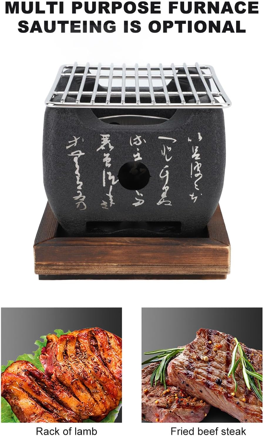 Mini BBQ Grill Japanese Style, Portable Barbecue Stove, BBQ Grill Food Charcoal Stove for Household Barbecue Tool, for Outdoor Cooking Camping (19.5X18Cm / 7.7X7.1In) image number 3