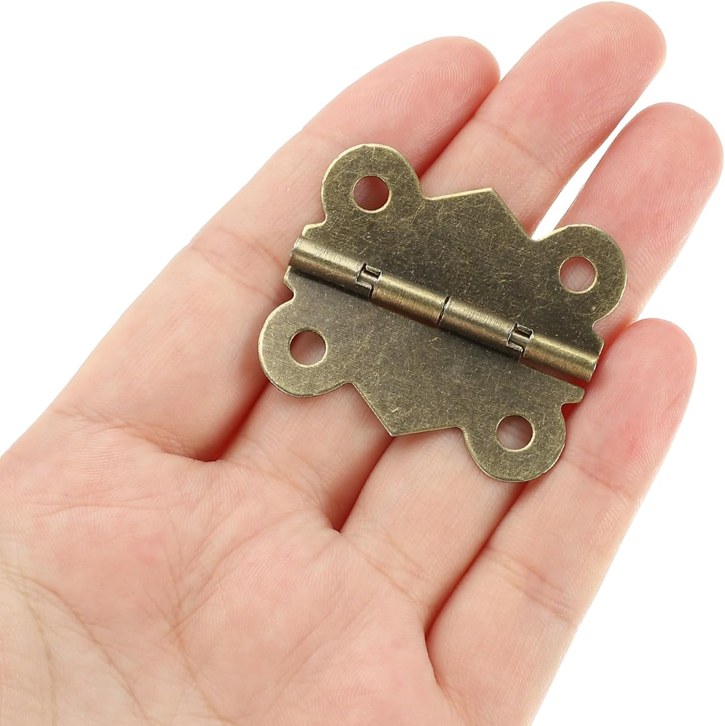 Uxcell Small Jewelry Box Hinges 1-5/8 Inch, 10 Pack 90-Degree Mini Butterfly Hinges Jewelry Box Hardware with 40 Screws for Cabinet Wooden Box Drawer Craft, Brown image number 4