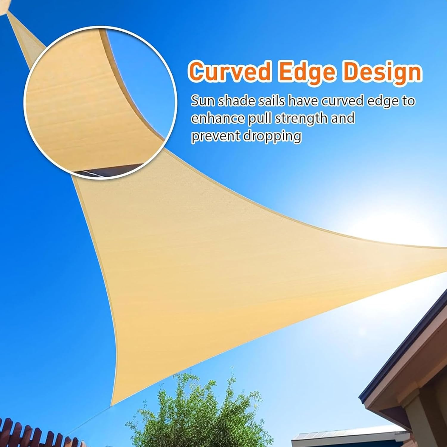 Sun Shade Sail Canopy, with Hardware Kits,95% UV Blockage Waterproof, Patio Shade Cloth Outdoor Cover - for Garden, Pergola, Backyard,Swimming Pool (4*4*4M, Triangle) image number 4