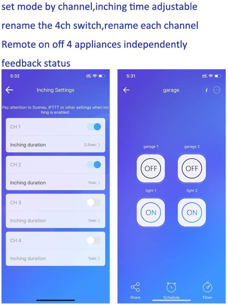 4 Channel Wifi Momentary Inching Relay Self-Lock Switch Module,Diy Wifi Garage Door Controller (5-32V) image number 5