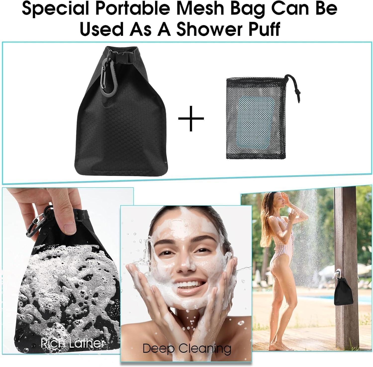 Quick Dry Bar Soap Pouch Travel Soap Container with Hanging Mesh Bag, 2Pcs Travel Soap Container Soap Bags,Travel Soap Bag Waterproof Leakproof Travel Soap Case image number 5