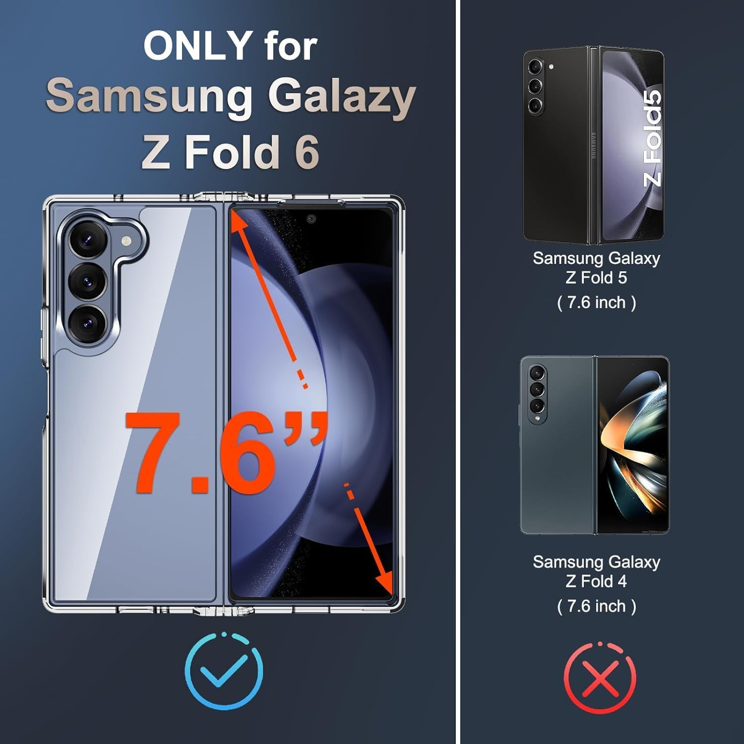 TR4U the Resource for You Clear Case Compatible with Samsung Galaxy Z Fold 6 [Anti-Yellowing][Military Grade Drop Protection], Hard Back Cover, Clear Case Compatible with Samsung Z Fold 6 7.6" (2024) image number 3
