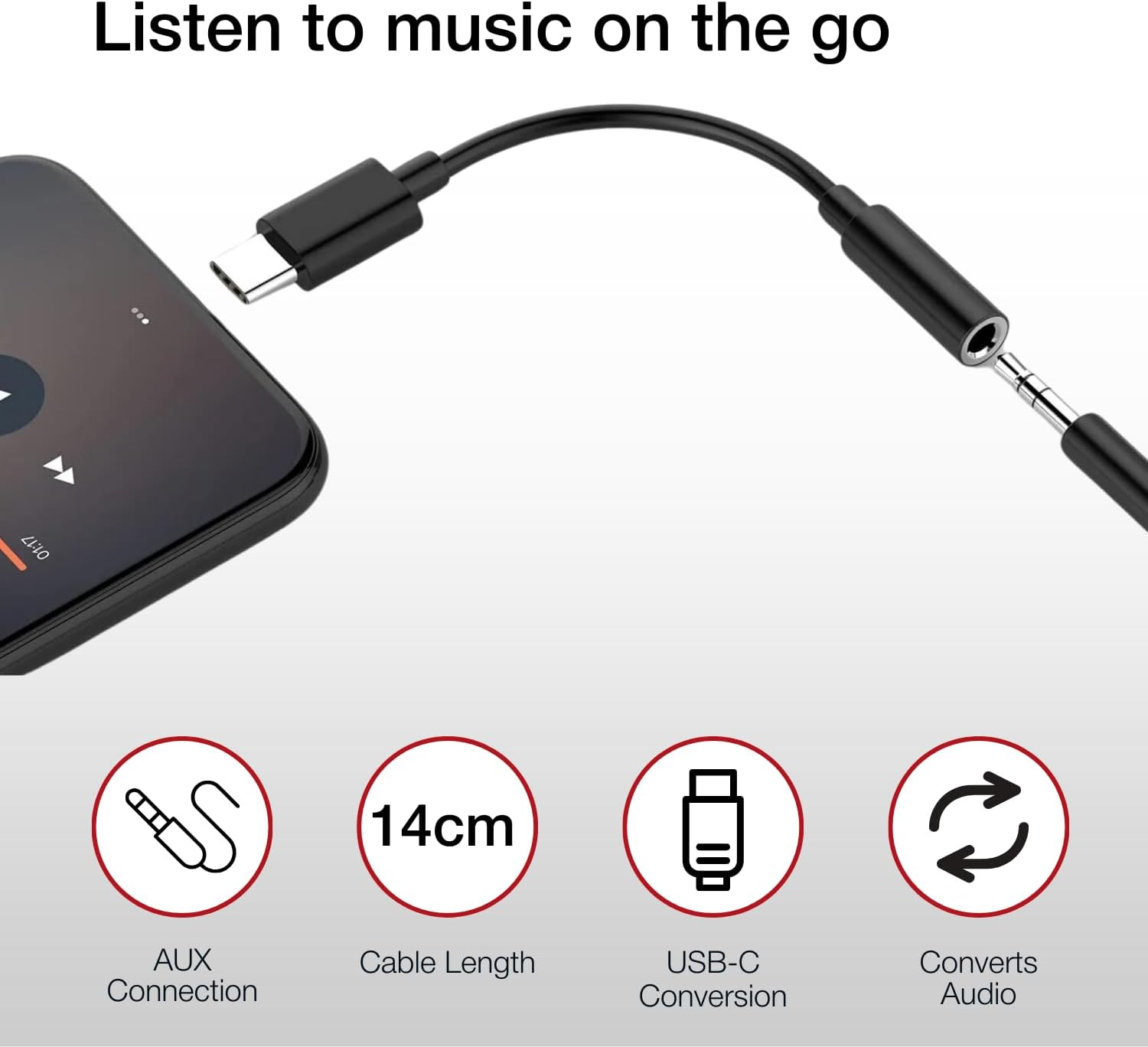 Shintaro Adaptor USB-C to 3.5Mm Audio Jack - Built-In 32-Bit DAC for Wired Microphones and Headsets