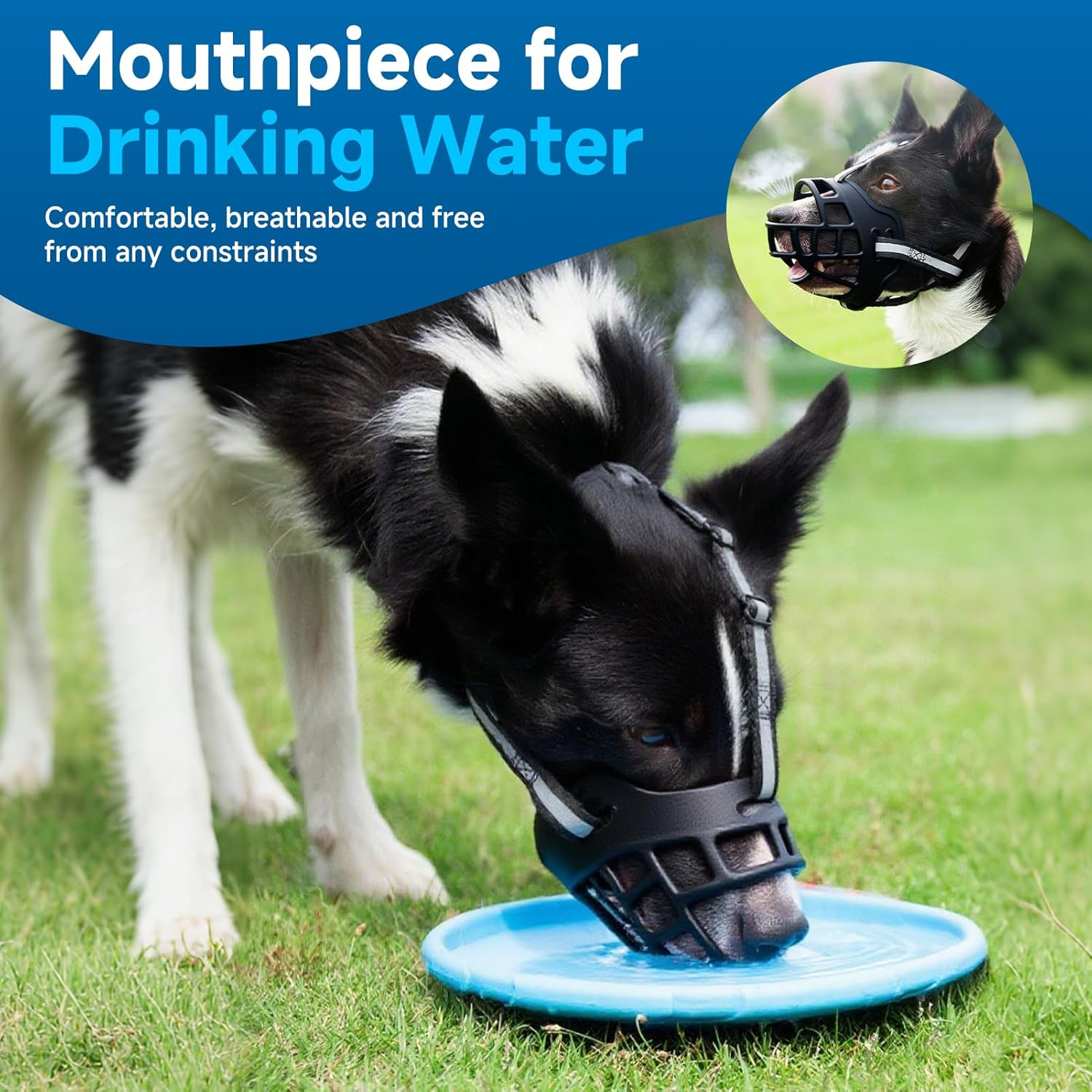 Muzzle for Dogs, Adjustable Muzzle Dog, Poison Bait Protection for Small, Medium with Adjustable Straps, Prevents Barking