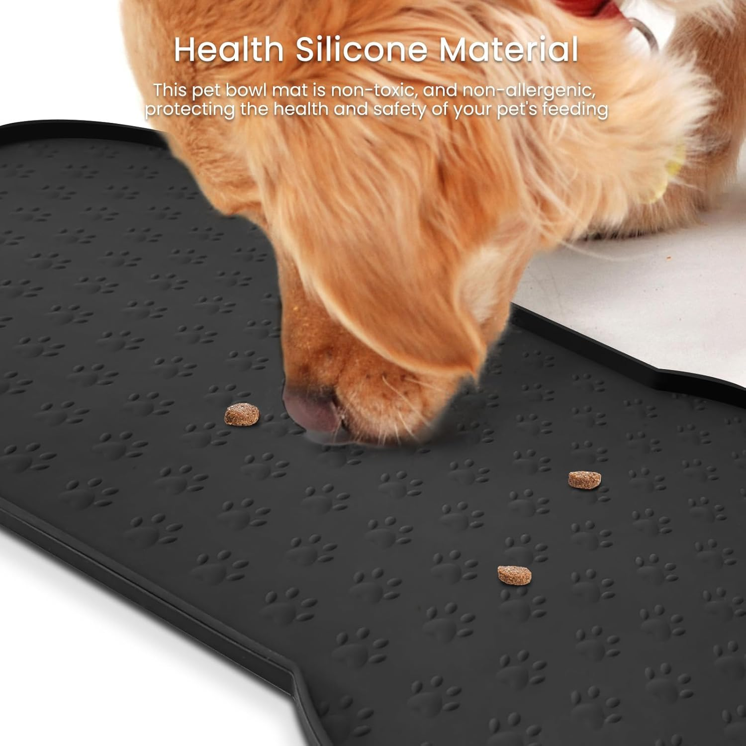 Dog Food Mat Anti-Slip Silicone Dog Bowl Mat Thicker Pet Placemat Waterproof Cat Feeder Pad with Raised Edge Puppy Kitten Feeding Mats Suitable Small Medium-Sized Dogs Cats Eating Tray image number 2