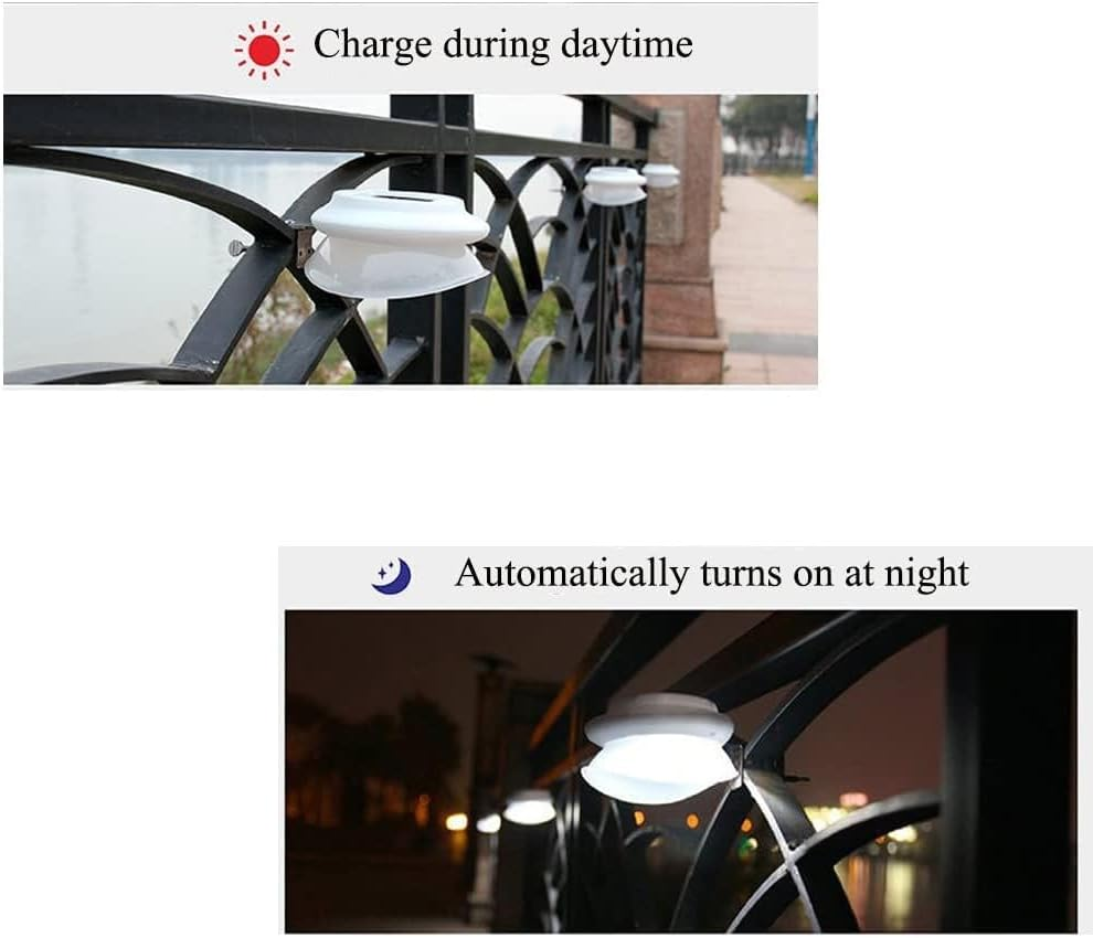 Solar Fence Gutter Lights, 9 LED Solar Powered Garden Outdoor Lights Waterproof Security Lamp for Outdoor Garden Fence Wall Lobby Pathway (Black 6 Pack) image number 1