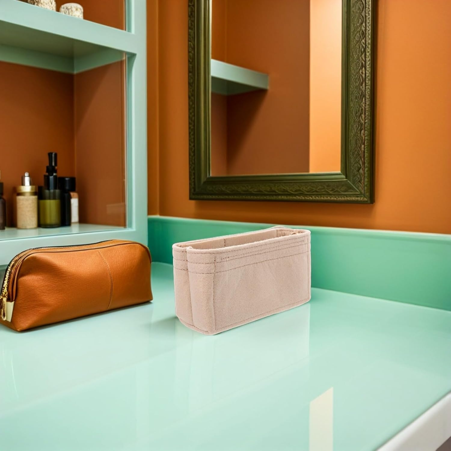 KESYOO Felt Bag Organizer with Zipper, Inner Liner for Makeup Bag, Multipurpose Insert for Handbag, Protection and Organization for Daily Use and Travel image number 4