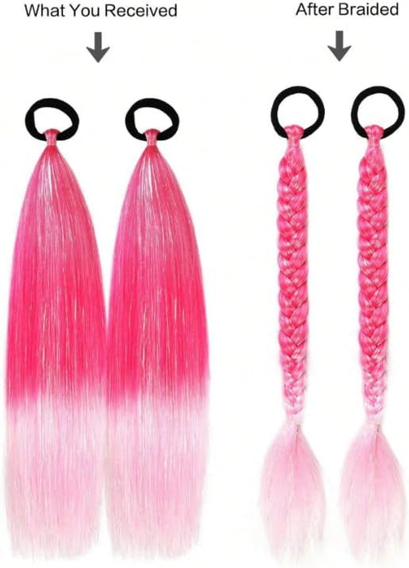 Ponytail Extensions, Glitter Festival Hair, Extensions 18 Inch, Pink Ombre, 2 Pack image number 1