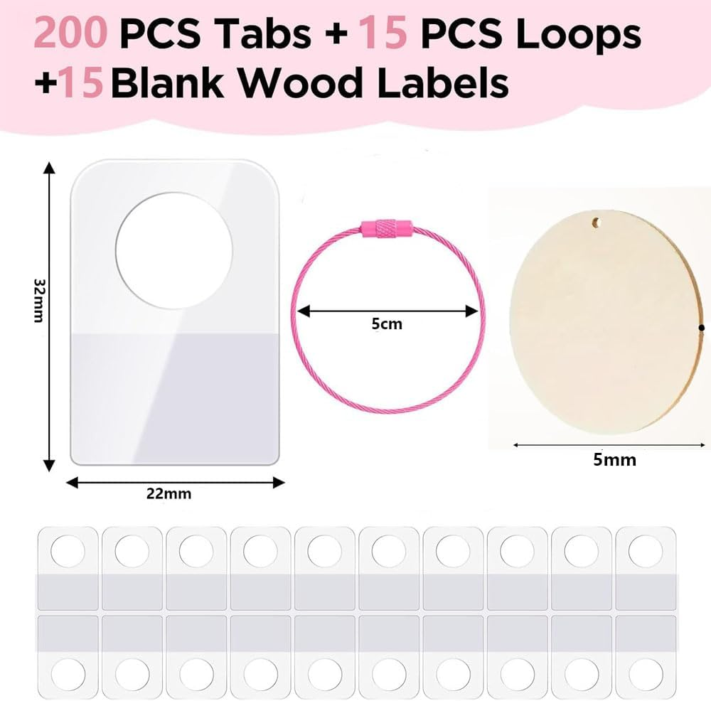 Yoto Card Holder on Ring with 200 Adhesive Tabs, 15 Card Rings and 15 Blank Wood Labels Portable Kids Travel Storage Organizer for Holiday Learning Cards, School Supplies and Accessories image number 3