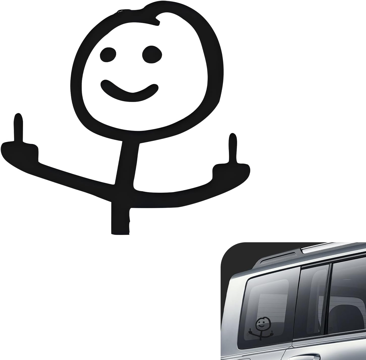 Car Decals, Funny Cartoon Middle Finger Sticker, Personalised Sticker, Auto Waterproof Vinyl Sticker, Personalised Graffiti Decal for Windshield, Bumpers, Window, Car Door (White)
