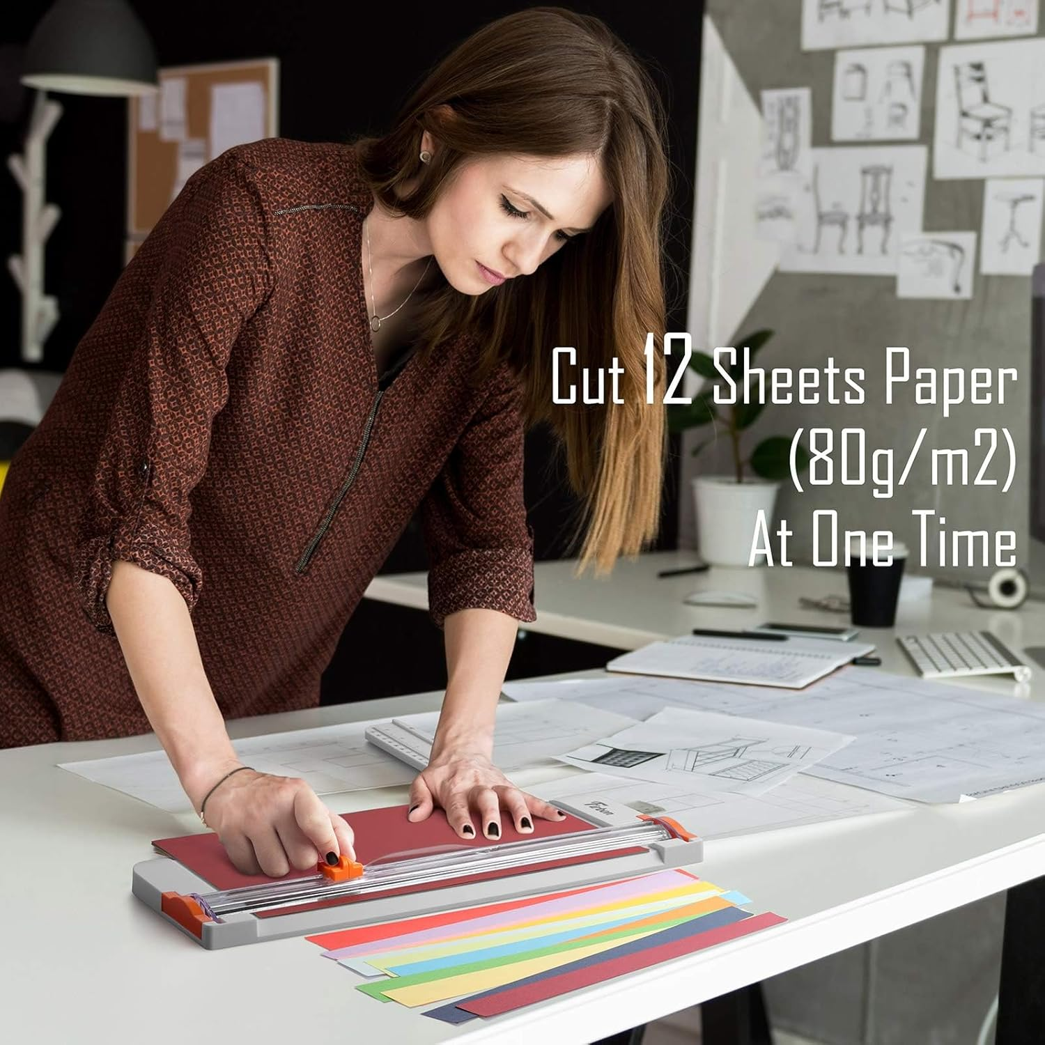 Straight Paper Cutter for Crafting, A4 Paper Trimmer, 38 CM Paper Trimmer with Security Safeguard and Side Ruler, Perfect for Cardstock, Coupon,Photos and Crafting Paper. image number 4