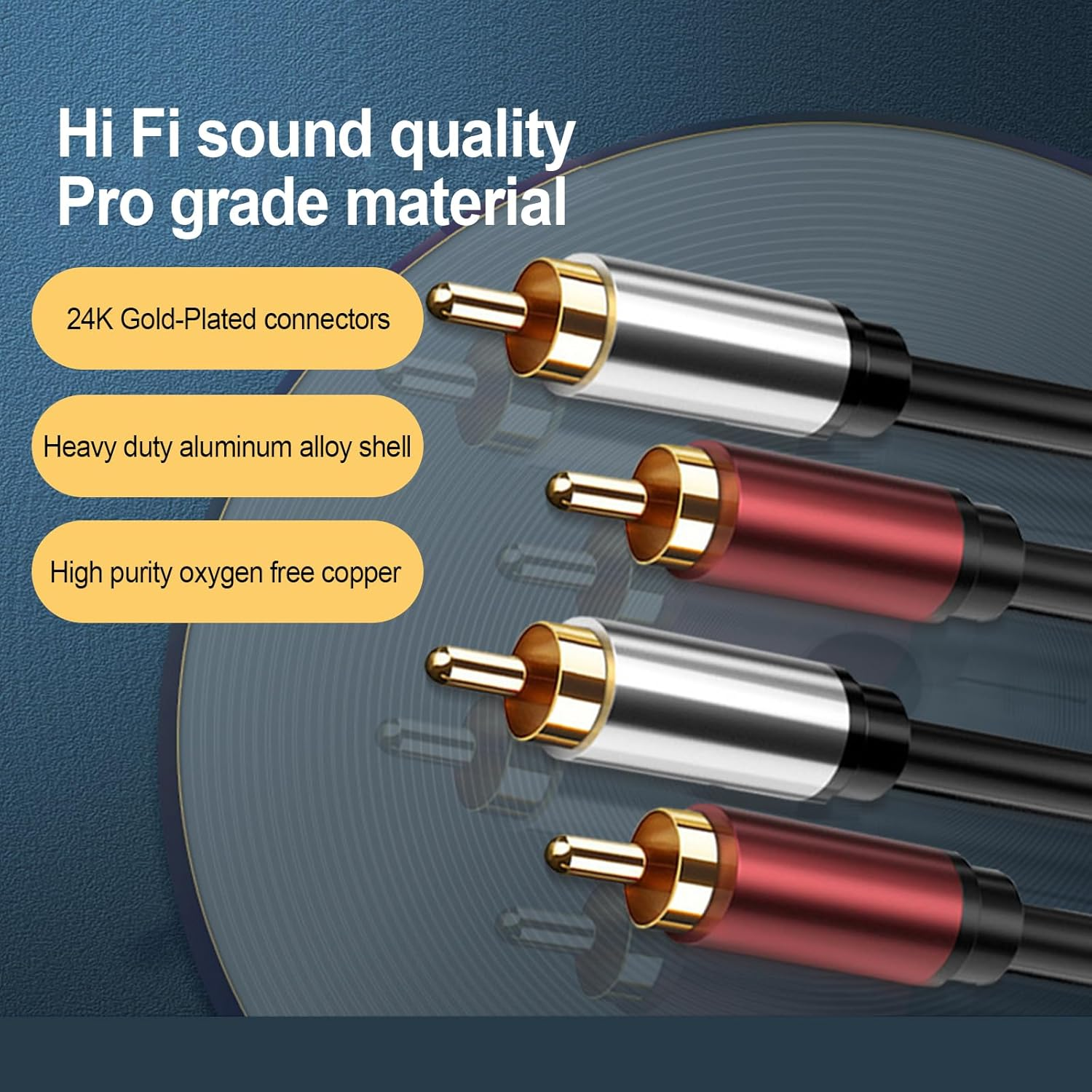 XMUXI RCA Cable,2Rca Male to 2RCA Male Stereo Audio Cables for Home Theater, HDTV, Amplifier, Hi-Fi Systems,Speakers (3 Meters) image number 4