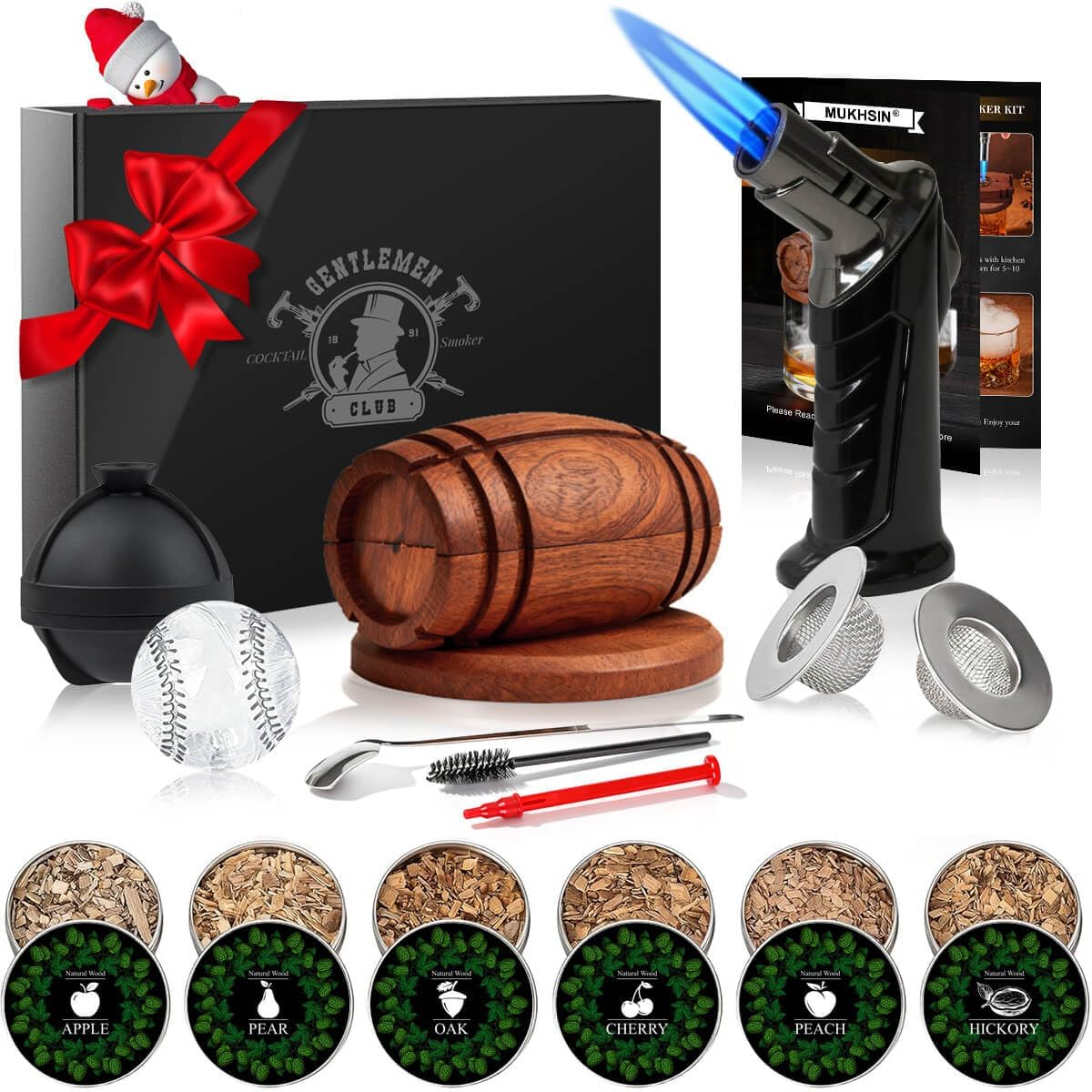 Whiskey Smoker Kit Men Gifts - Cool Gadgets Whisky Christmas Birthday Gifts for Men Him Dad Husband Grandpa Old Fashioned Drink Cocktail Smoker Infuser Kit Bourbon Cocktail Bar Accessories image number 4