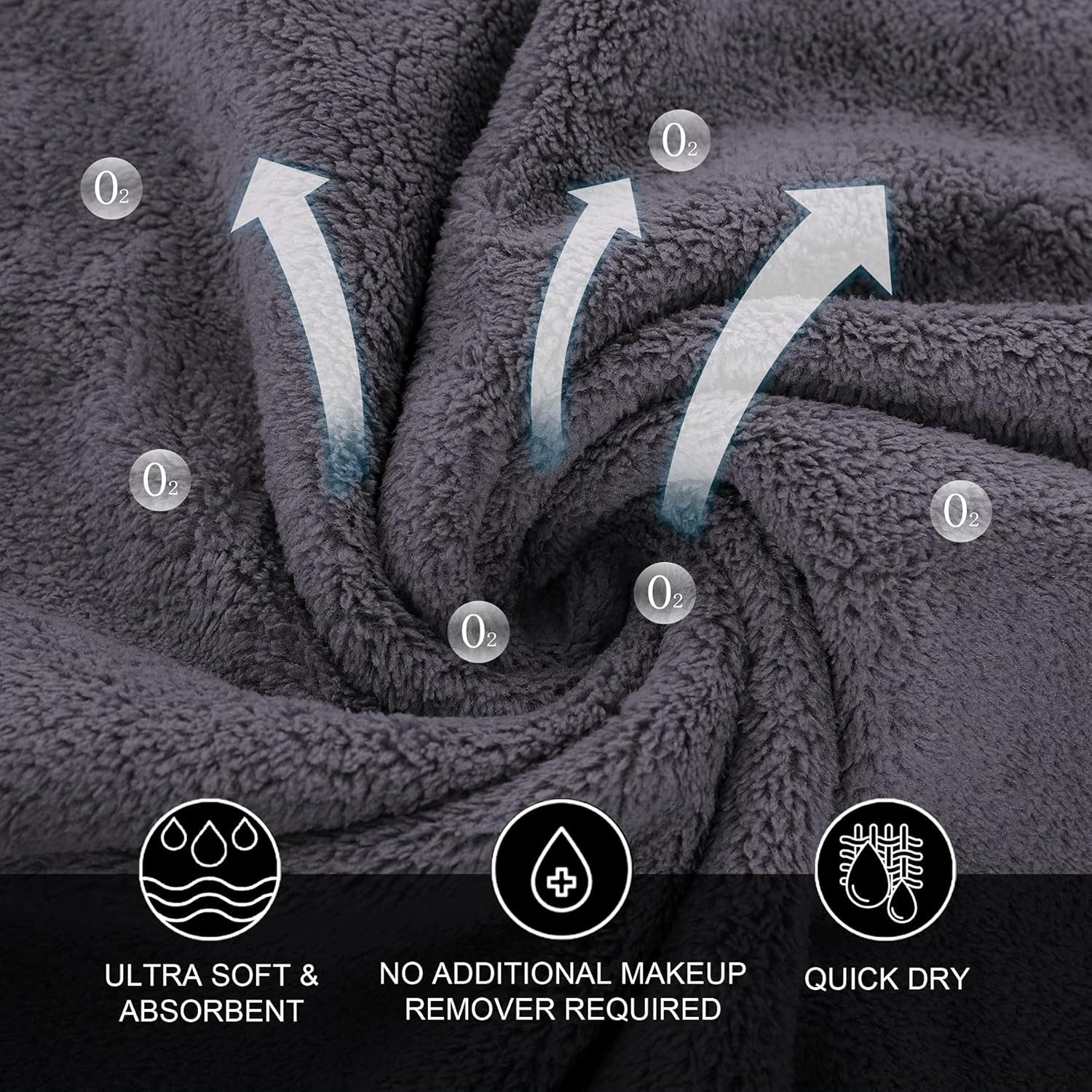 Microfiber Facial Cloths Fast Drying Washcloth 12 Pack - Premium Soft Makeup Remover Cloths - Grey image number 3