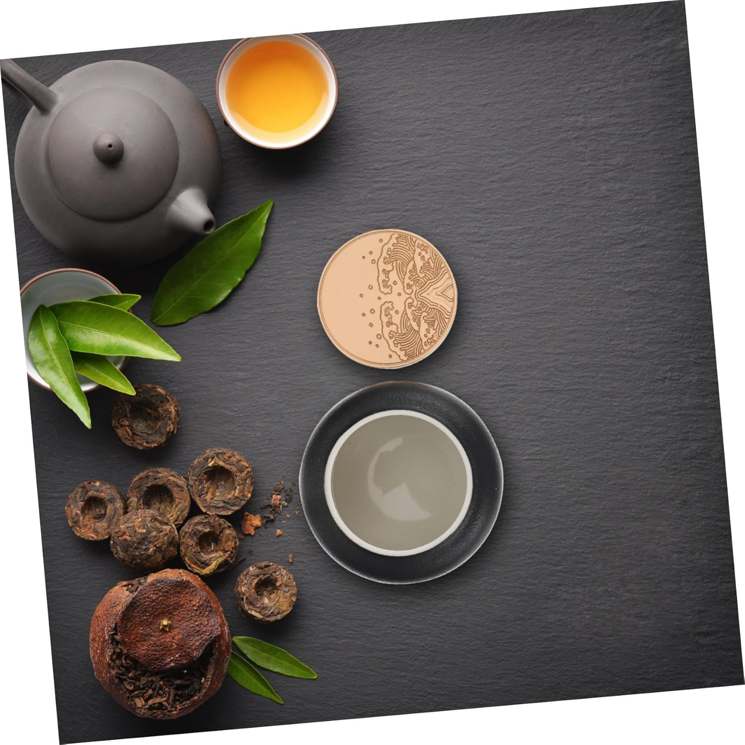 Operitacx 1Pc Black Clay Tea Jar Sealed Storage Canister Tea Organizer for Home Office image number 2