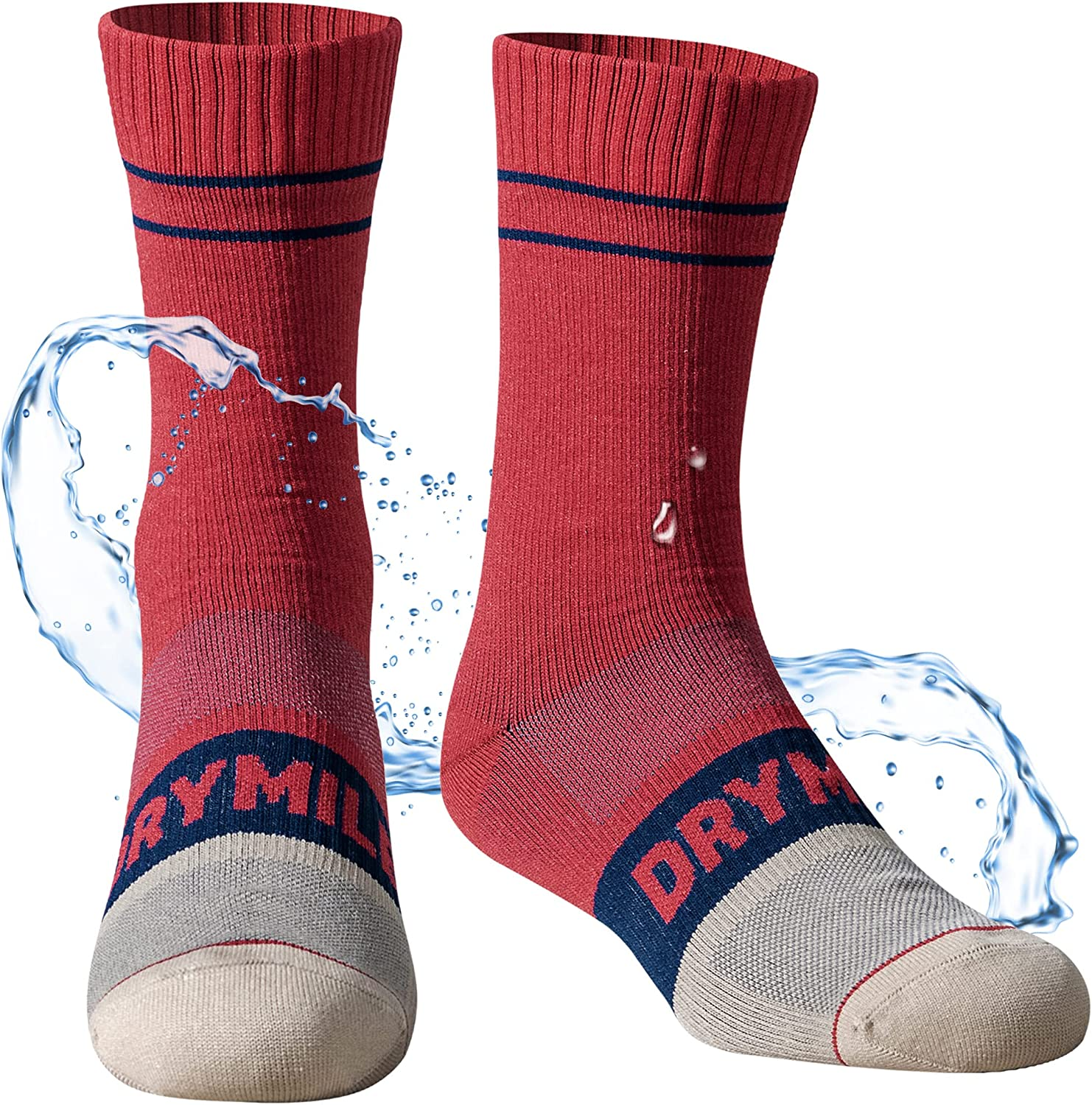 DRYMILE Mountain Waterproof Socks, Unisex Wool Waterproof Hiking Socks for Winter Wading, Snow Skiing - Mid-Calf
